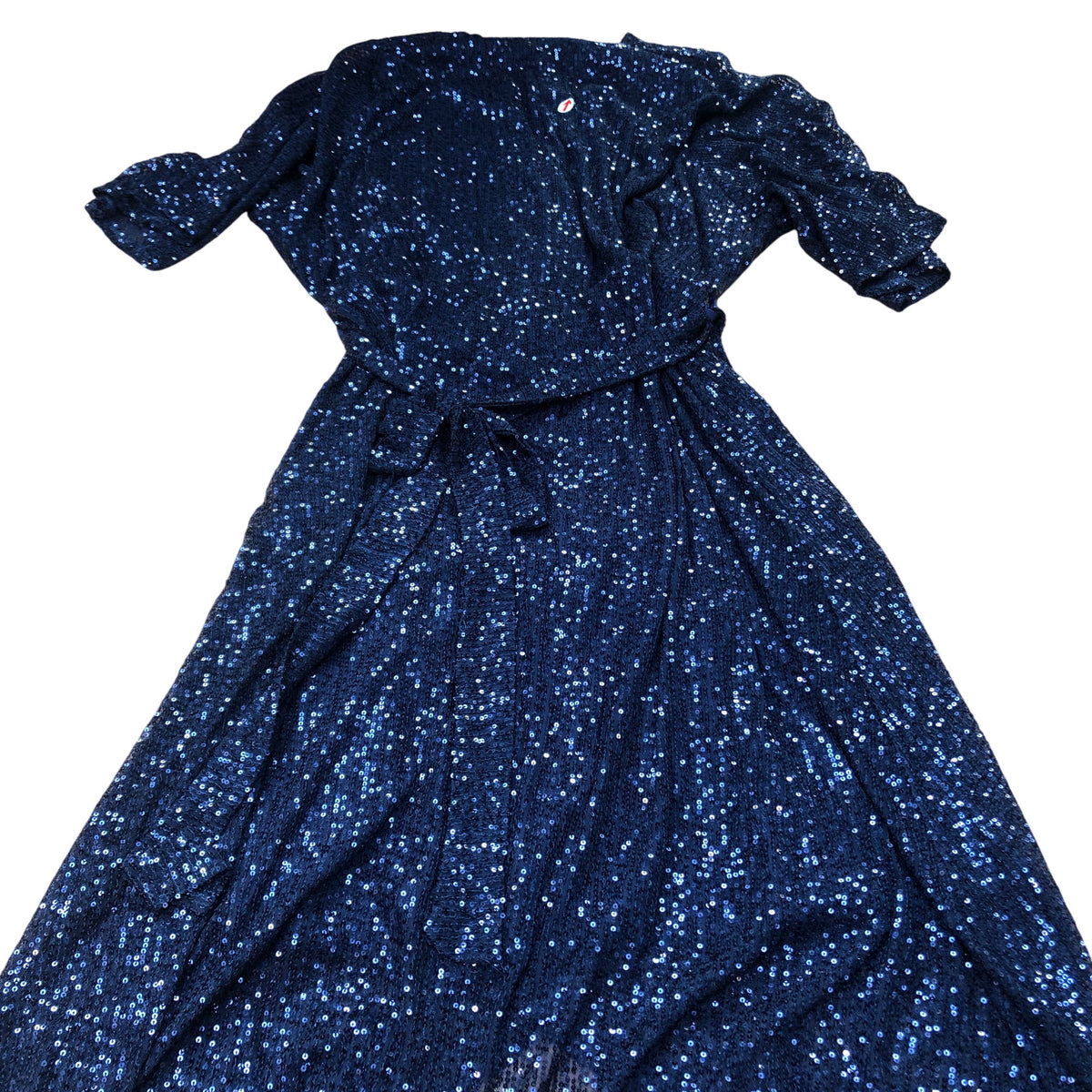 Party Dress UK26 Women's Long Sleeve Wrap Sequin Navy Evening Gown