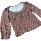 Floral Print Top Women's Long Sleeve Smock Viscose Brown White UK8