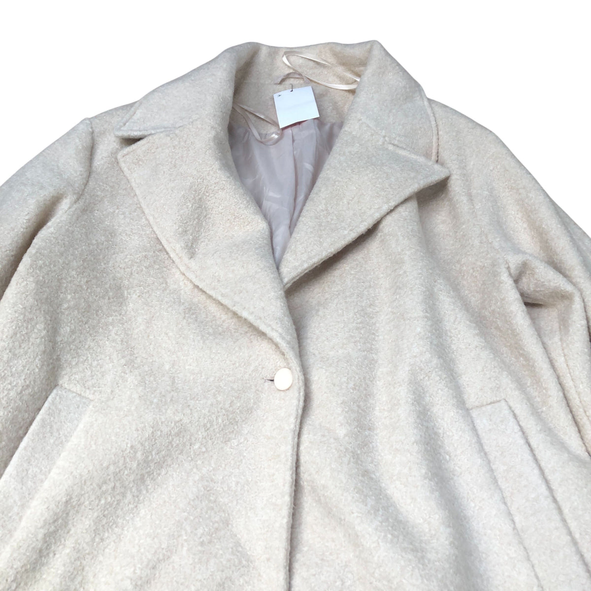 Longline Coat Women's Warm Soft Cream Polyester Outerwear UK22