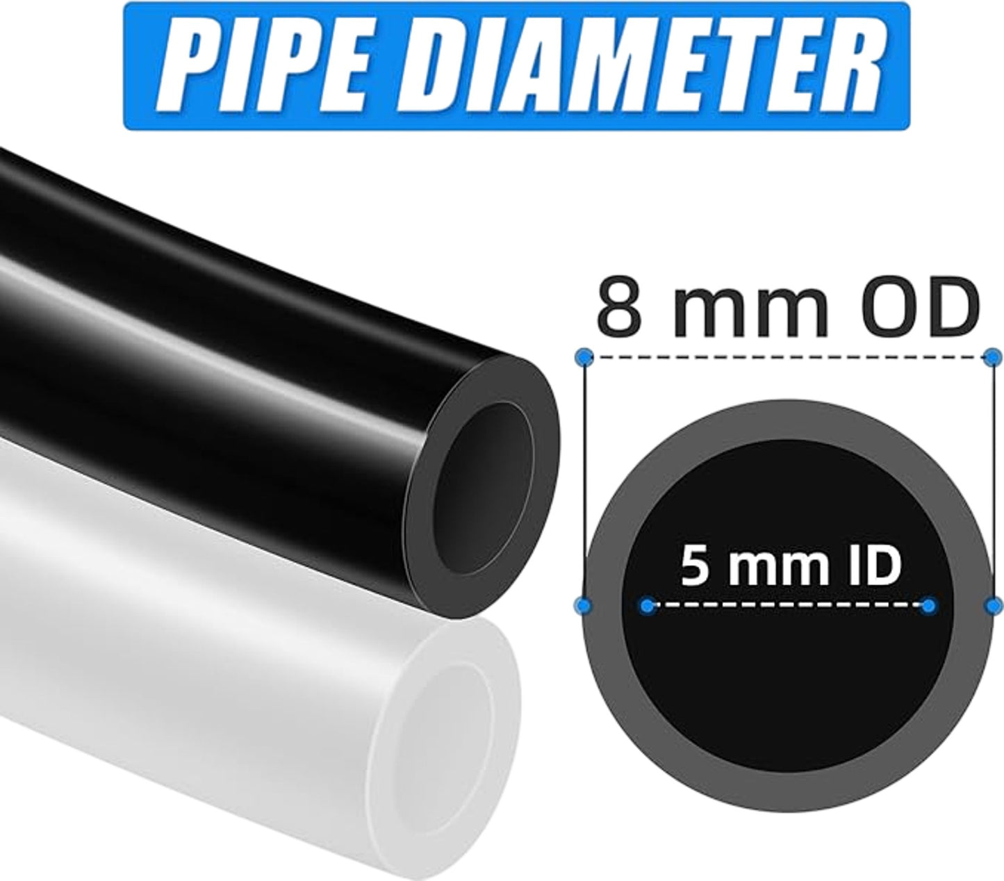 ERGAOBOY Black 8mm 2.8ft Polyurethane PU Air Hose Pipe Tube No Accesories