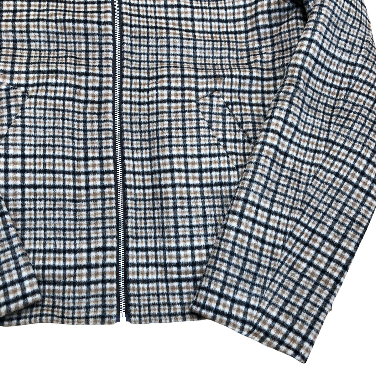 River Island Brown Check Wool Blend Zip Up Trucker Jacket