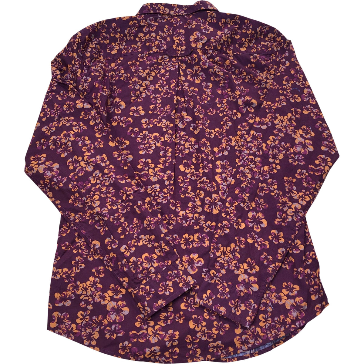 Autumn Floral Print Long Sleeve Shirt Classic Fit Deep Red Size S