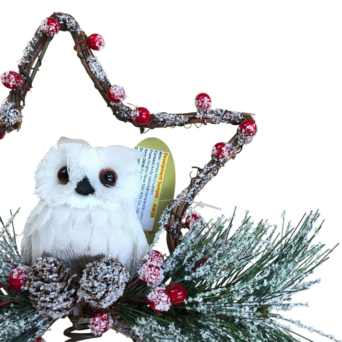 Owl Star Tree Topper Decoration Seasonal Holiday Ornament