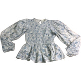 River Island Floral Print Blouse UK8 Women's Long Sleeve Peplum Top Cotton