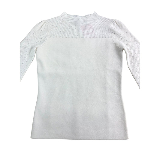 Branded White Embellished Knitted Top - Size 8