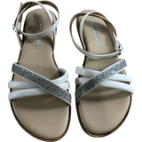 Strappy Sandals Size 4 Women's White Glitter Detail Summer
