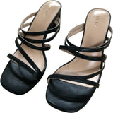 Women's Heels Black Strappy Open Toe High Heels Sandals UK6.5