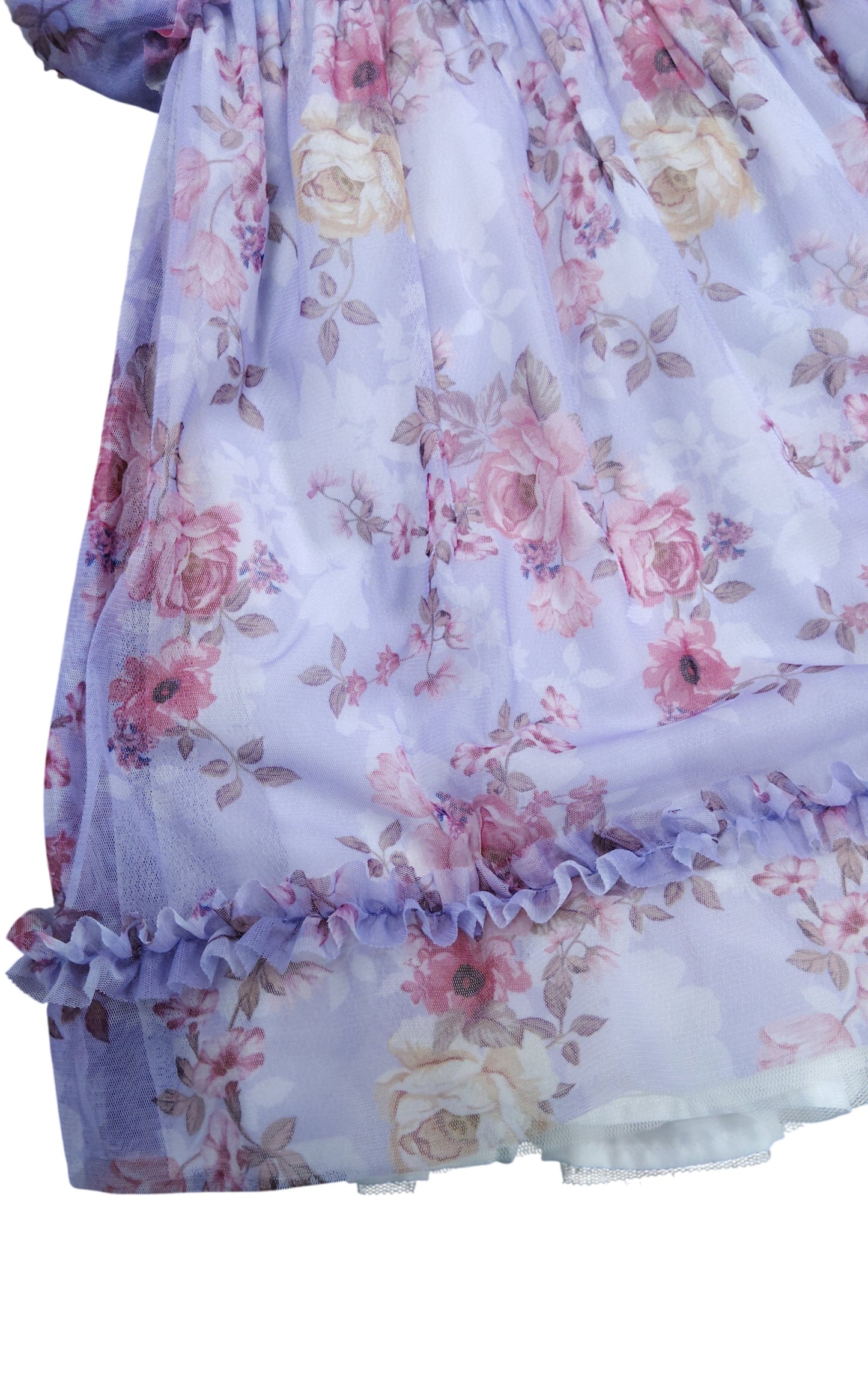 River Island Baby Girls Floral Dress 2-3 Years Purple Ruffle Short Sleeve