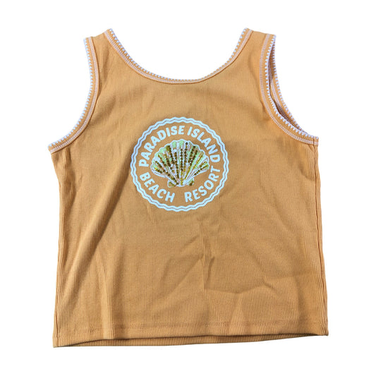 RIVER ISLAND Girls Tank Top UK11-12 Years Orange Paradise Island Beach Resort