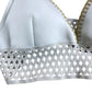 River Island Bikini Top Size UK16 Women's White Gold Trim Swimwear