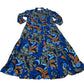 Long Sleeve Shirt Dress UK6 Women's Floral Patterns Viscose Blue Orange