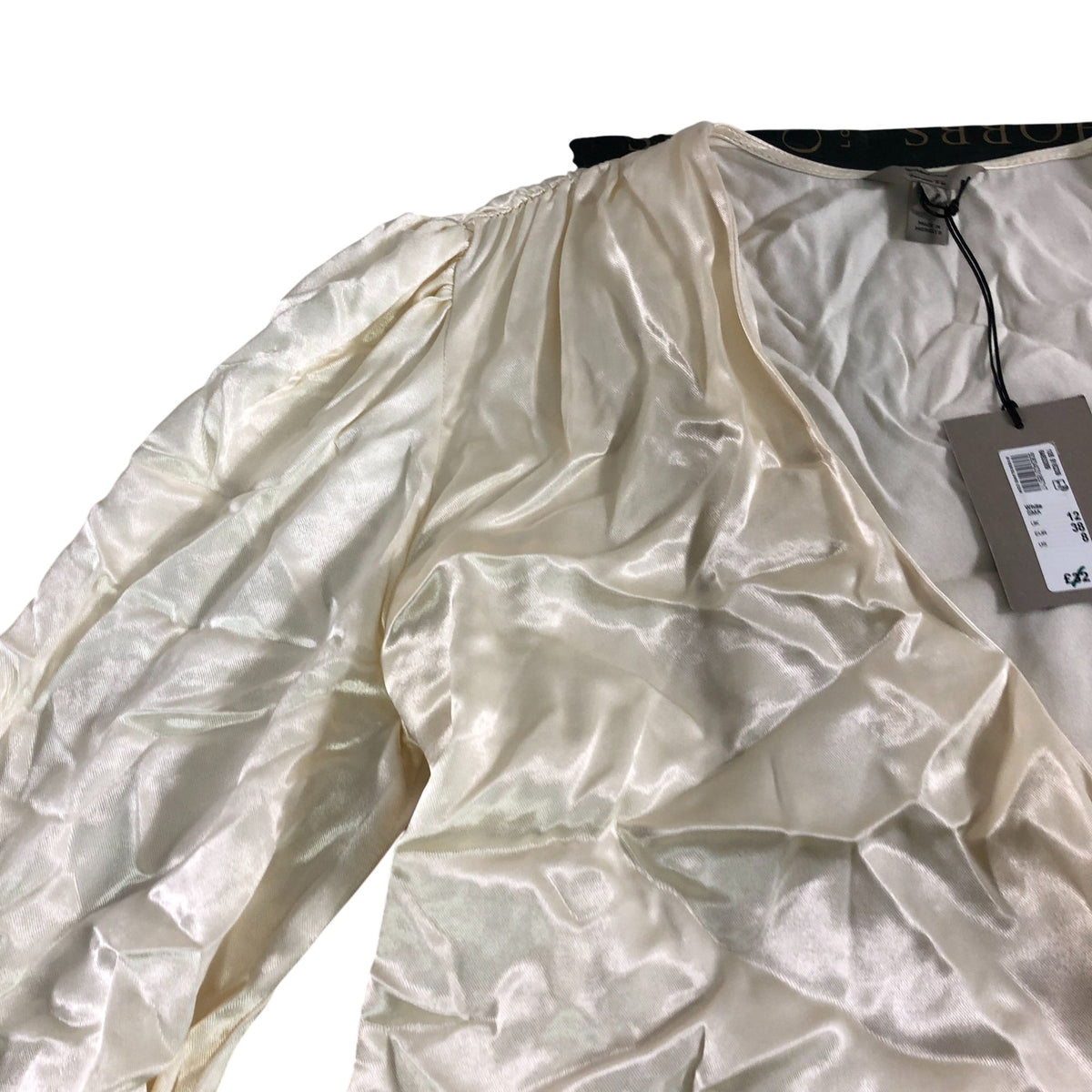 River Island Wrap Top UK12 Women's Long Sleeve Satin Cream Blouse