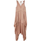 Demi Viscose Side Pleat Asymmetric Midi Dress in Nude UK12