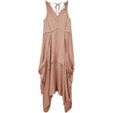 Demi Viscose Side Pleat Asymmetric Midi Dress in Nude UK12