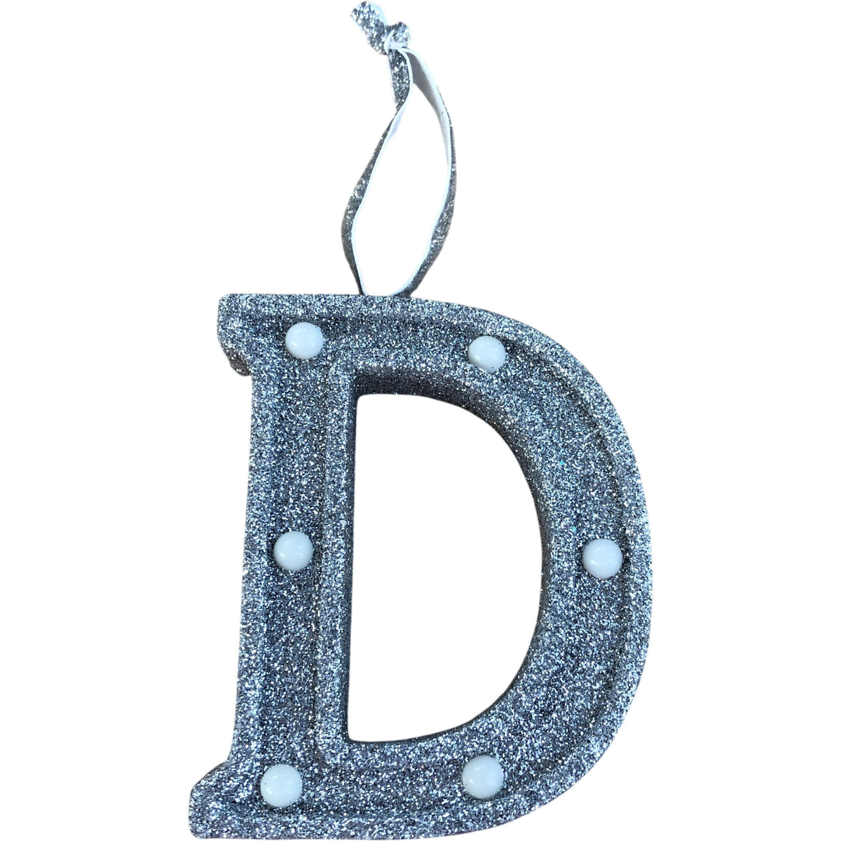 Light Up Silver Glitter Christmas Tree Decoration Letter 'D'