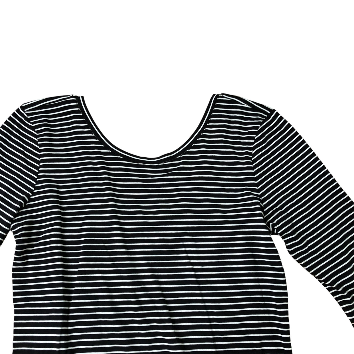 Striped Top Women's Long Sleeve Black White Cotton Casual Tee Size 10