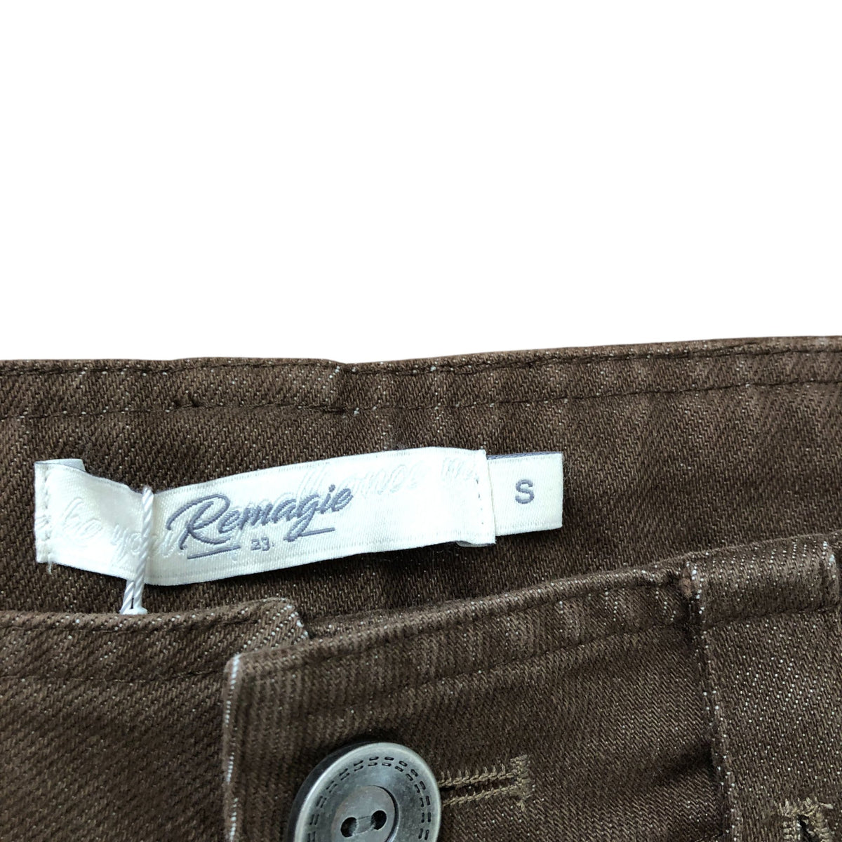 Remajie Women's Brown Mini Skirt Size S Stylish Pocket Design