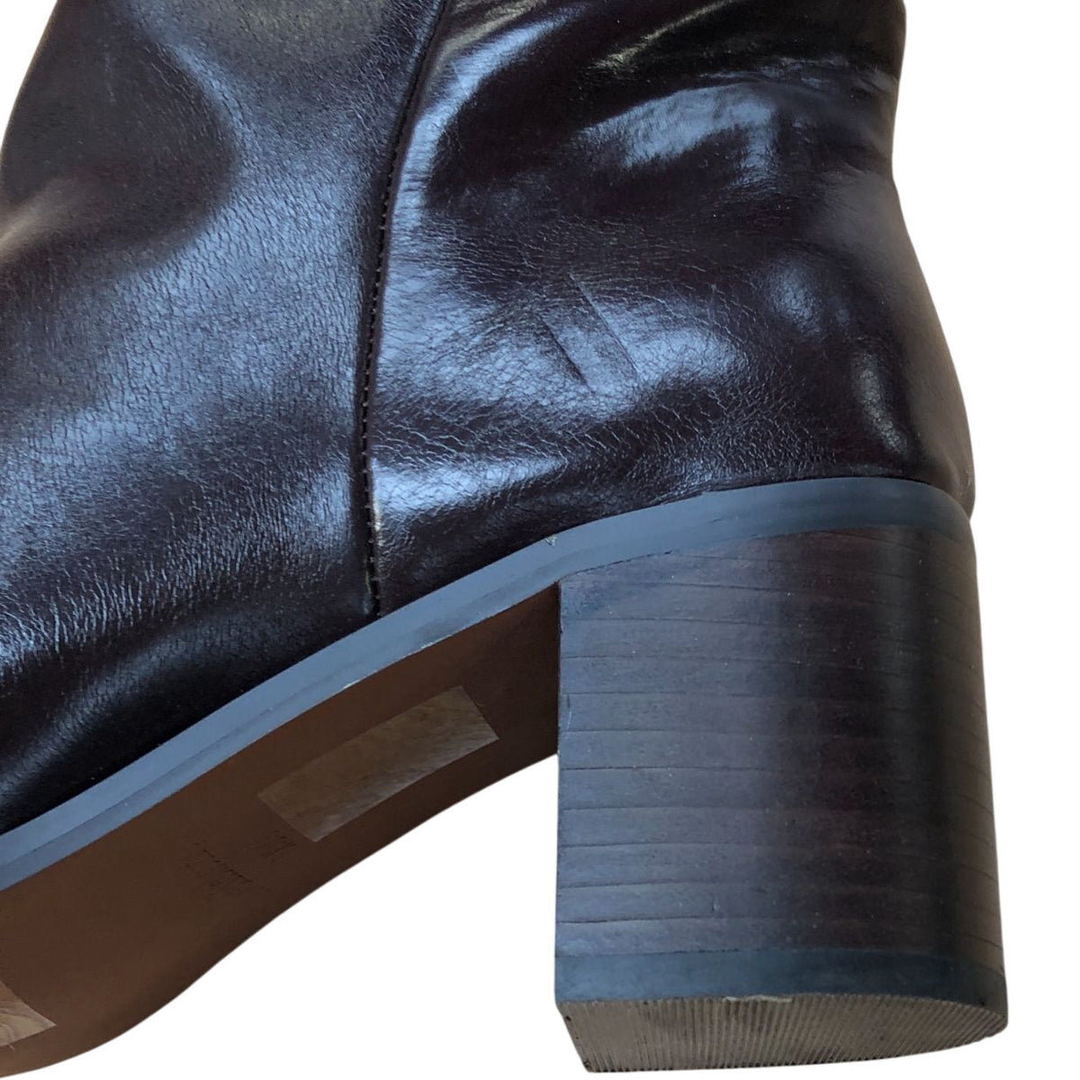 River Island Knee High Boots Women's Brown Leather Chunky Heel Fashion
