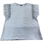 River Island Women's Lace Sleeve Top UK S Light Blue Cotton Casual Style