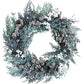 Snowy Lit Christmas Wreath With Berries & Greenery 18"