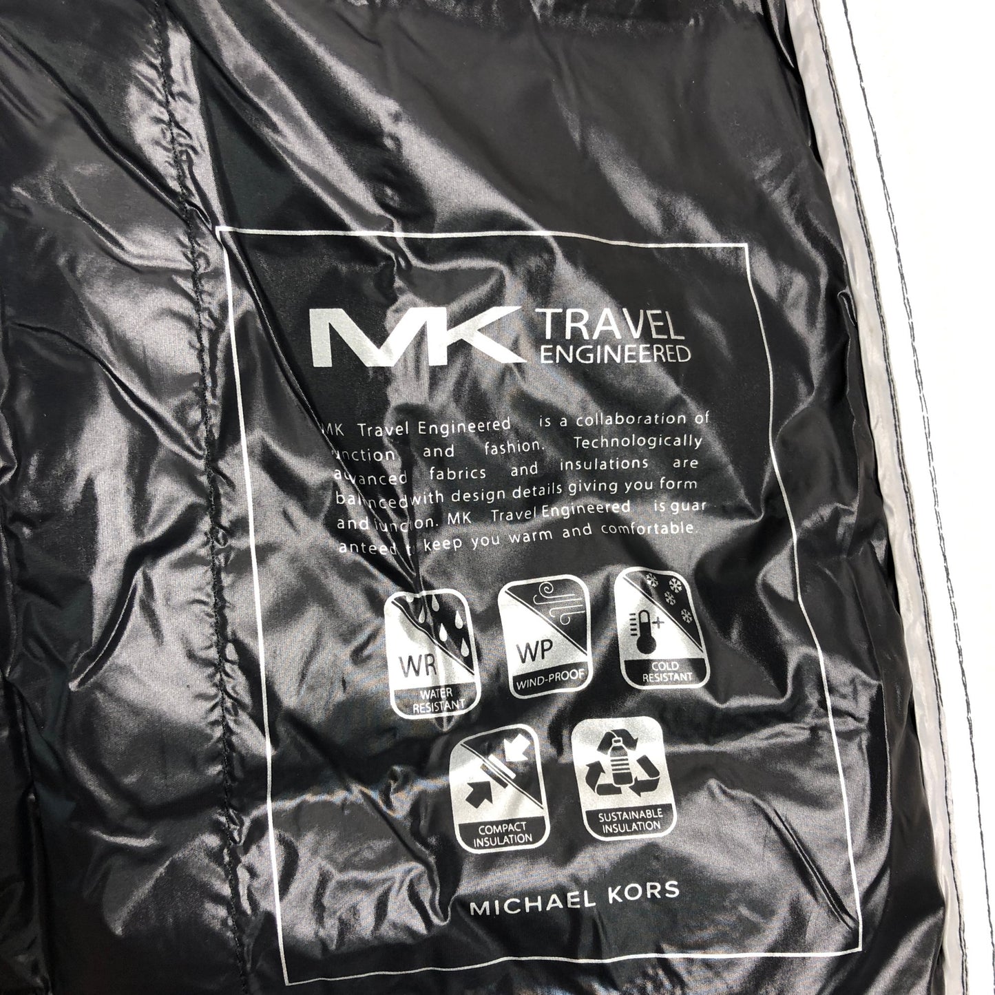 Michael Kors S Black MK Travel Engineered Women's Vest Padded Jacket