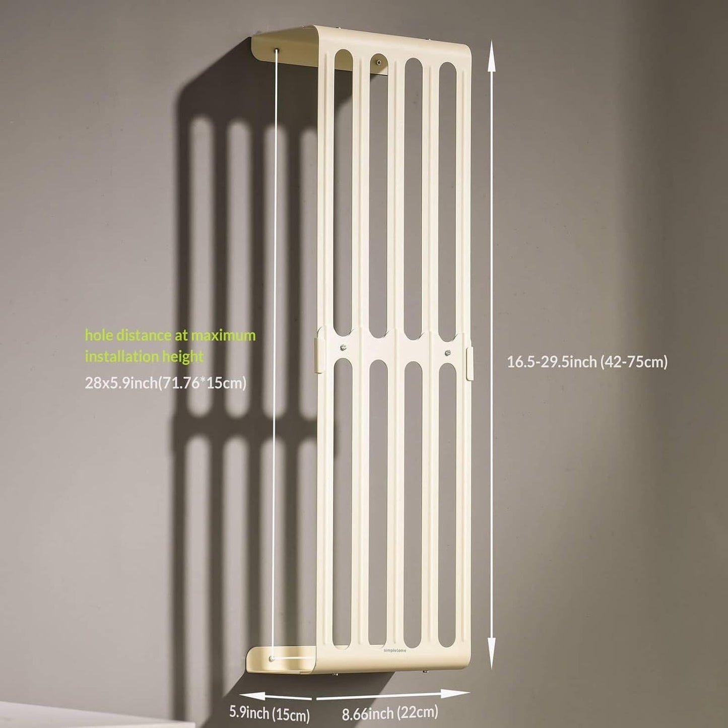 Towel Storage Rack Wall Mounted Adjustable Carbon Steel 4-6 Towels Matte Cream