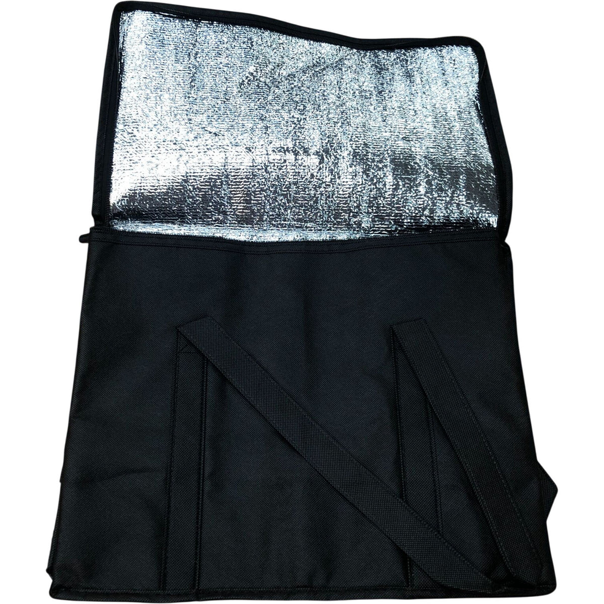Insulated Food Carrier Bag Black Zippered Cooler Tote With Handles 30x30x30cm