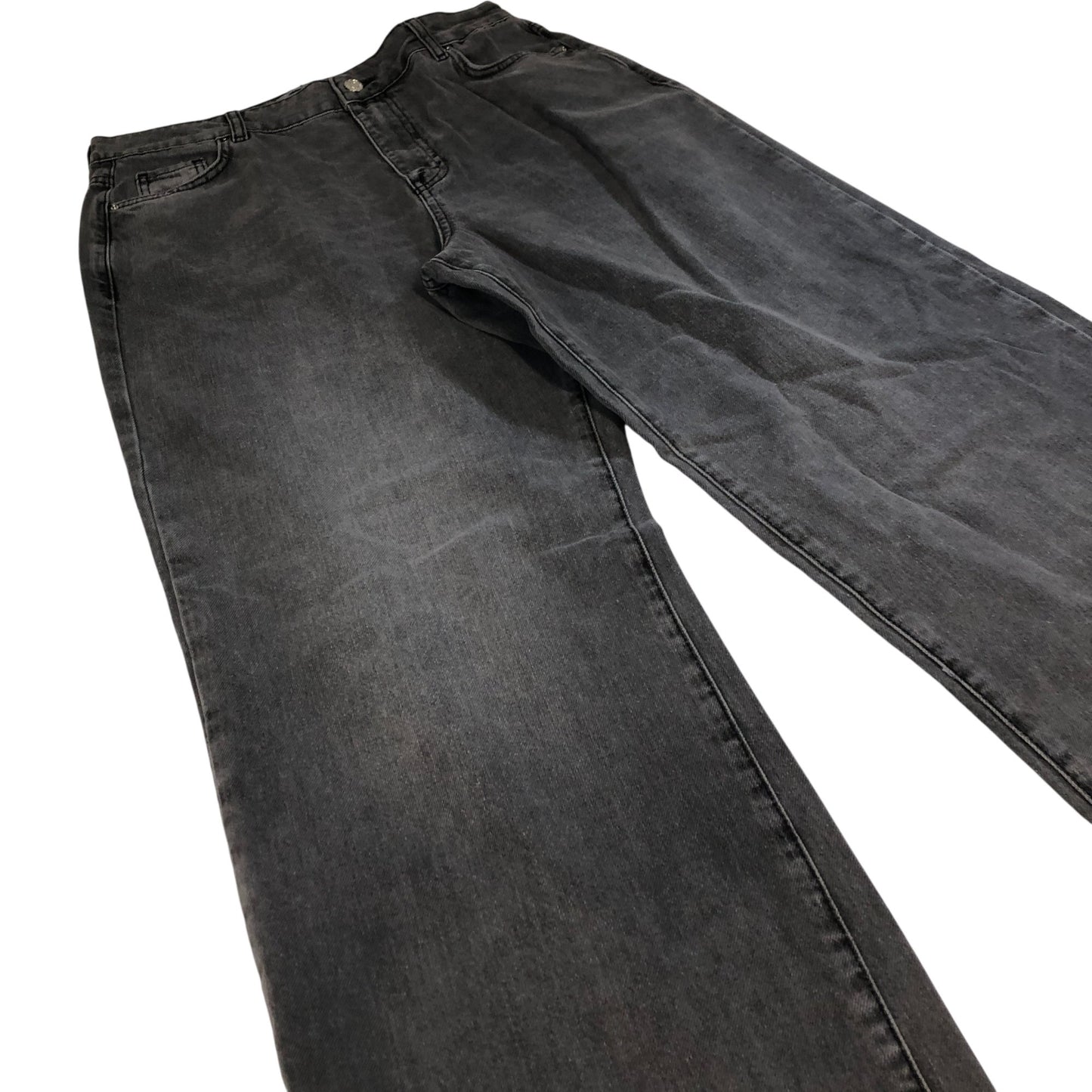Wide Leg Jeans Women's Dark Grey Casual Denim UK14