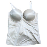 Women's Basque Corset UK34D Satin Cream Full Cups Adjustable Straps