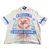 River Island California Short Sleeve Polo Shirt Size L Men's Beige