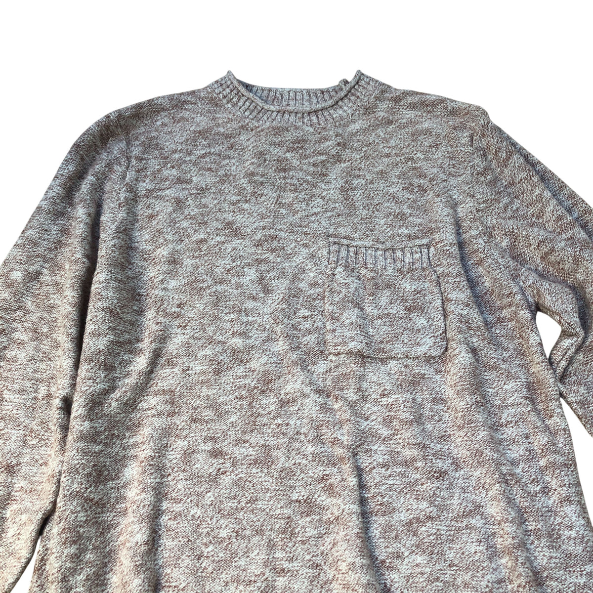 Sweater Knit Top Long Sleeve Crew Neck Pocket Popcorn Small