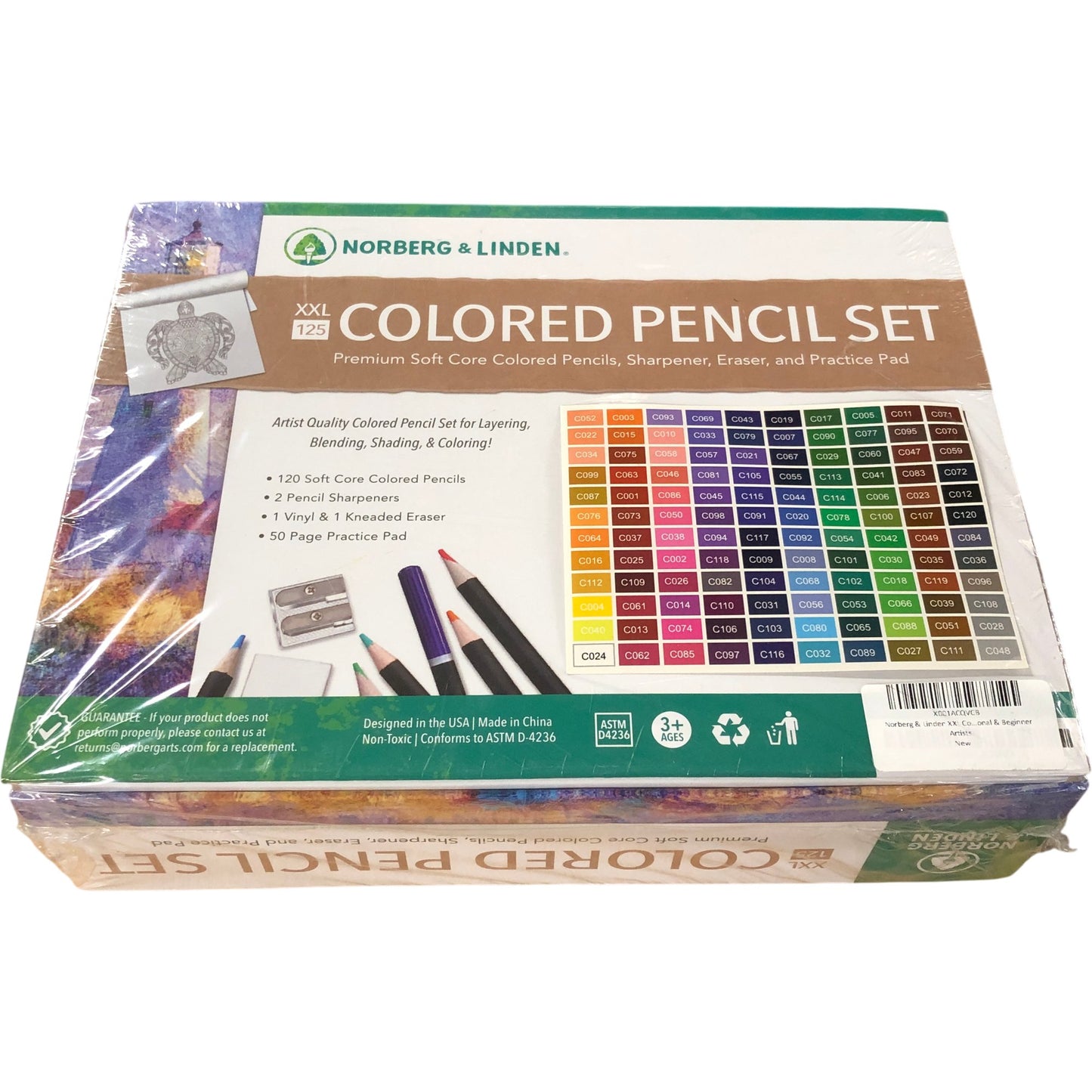 NORBERG & LINDEN XXL 125 Coloured Pencil Set Premium Soft Core Artist Quality