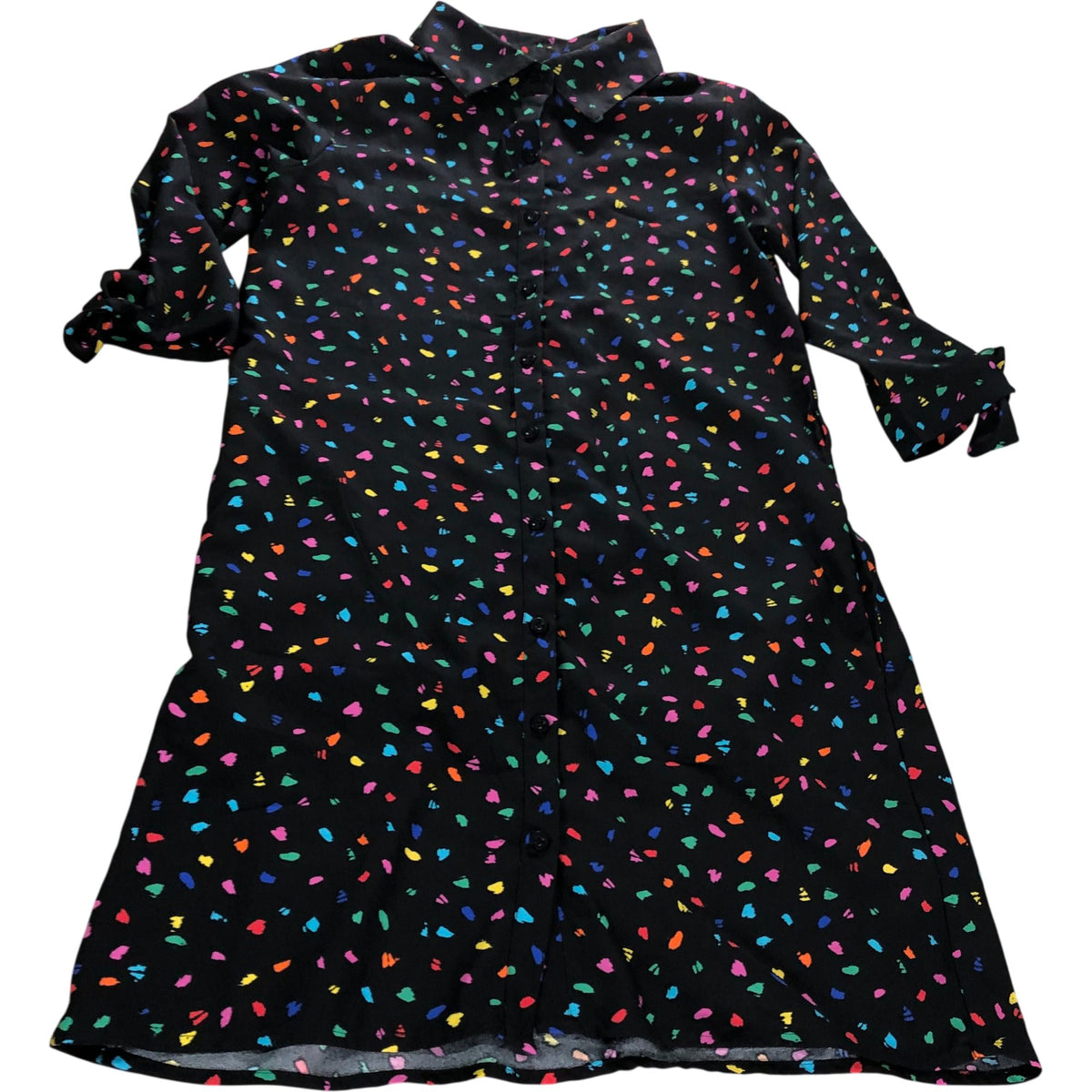 Dancing Leopard Women's Shirt Dress Size 10 Colourful Print Black