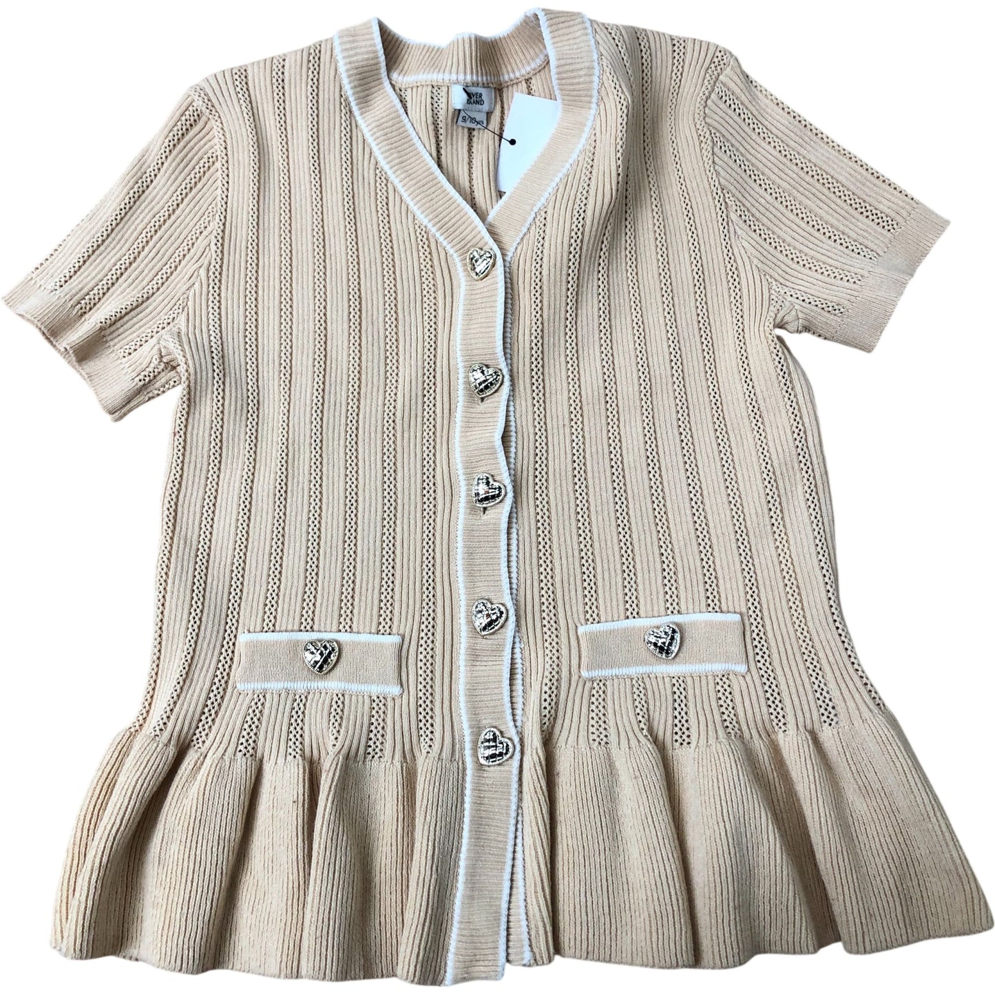 River Island Short Sleeve Cardigan Women's Cream Knit Cardigan 9-10 Years