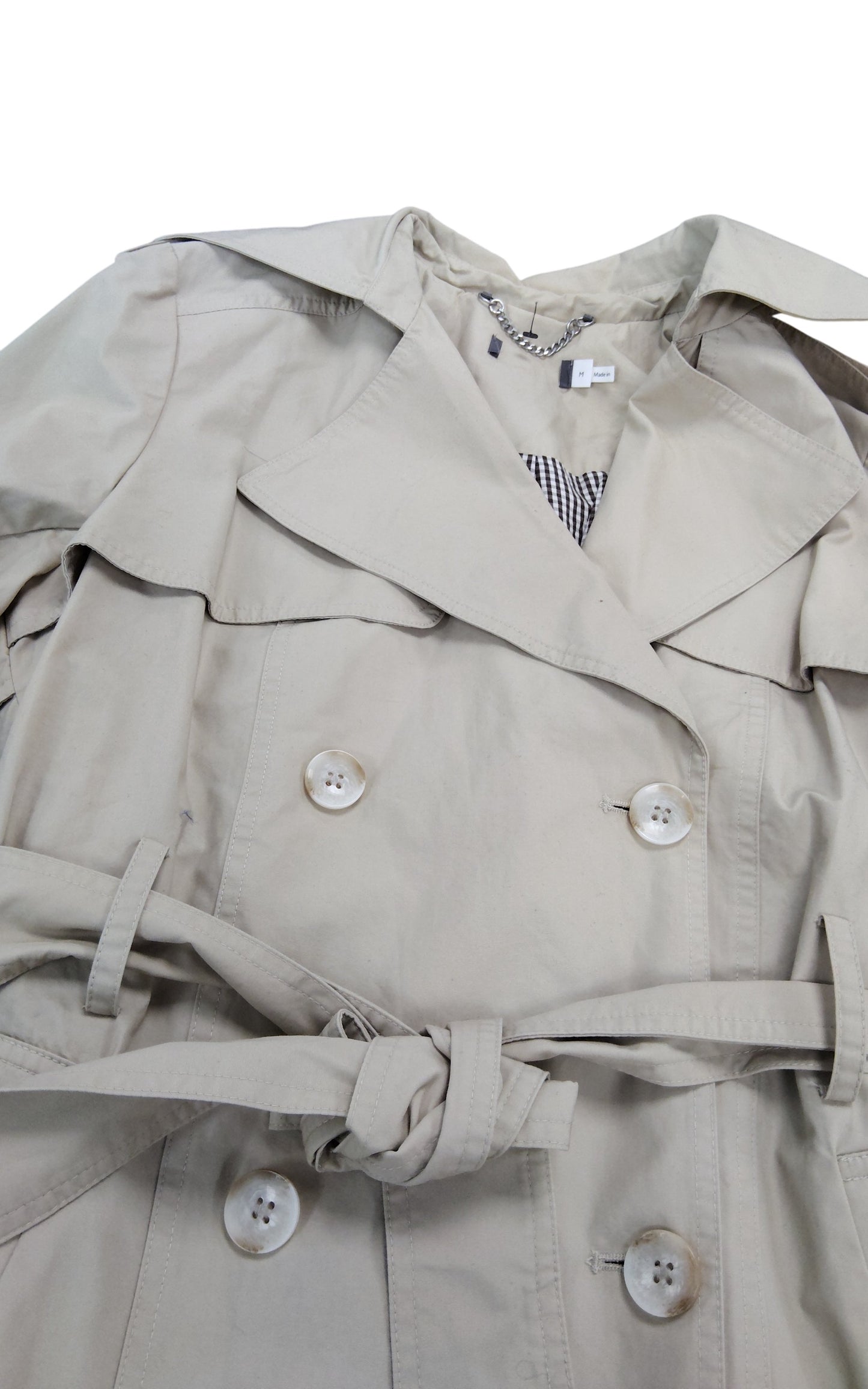 Trench Coat Size 12 Women's Classic Beige Double Breasted Outerwear