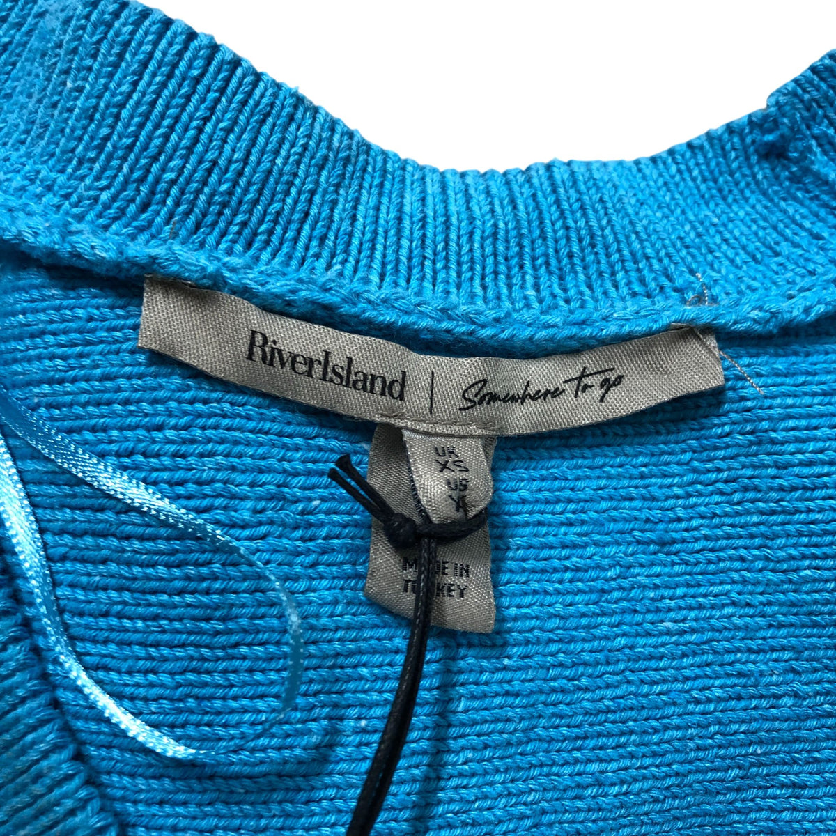 River Island Women's XS Cardigan Blue Knit Long Sleeve Button Front