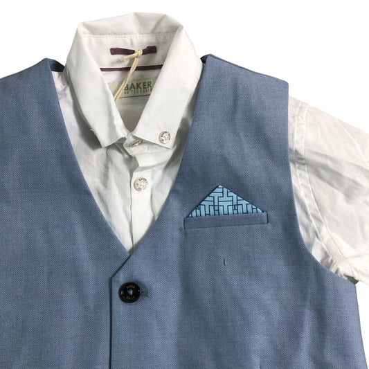Baker By Ted Baker Boys 8 Years Blue Waistcoat And White Shirt Set