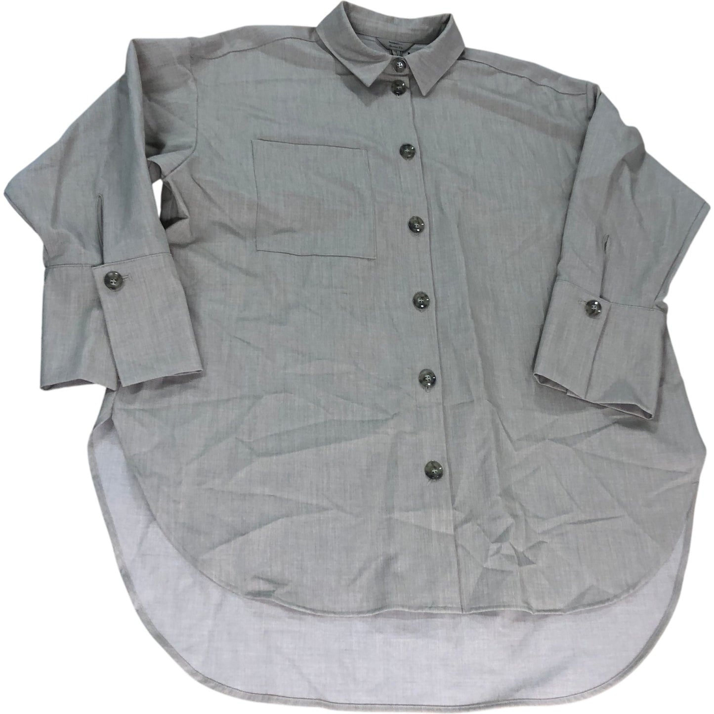 River Island Beige Long Sleeve Shirt UK6 Women's Casual Cotton Blend Style