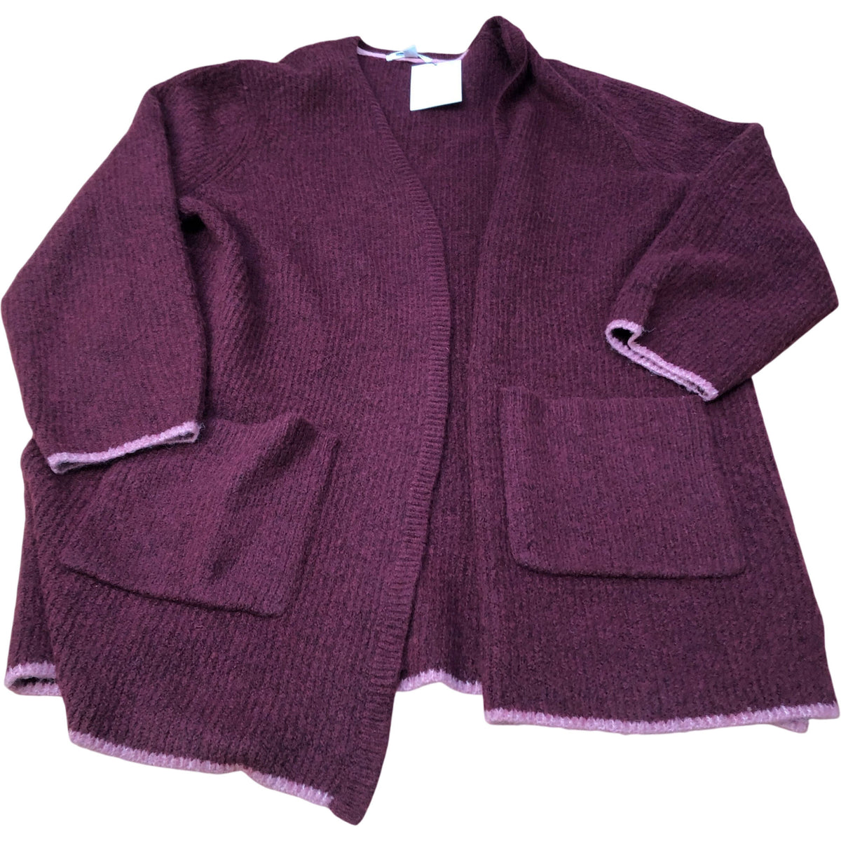 Women's Cardigan Burgundy Soft Knit with Pockets