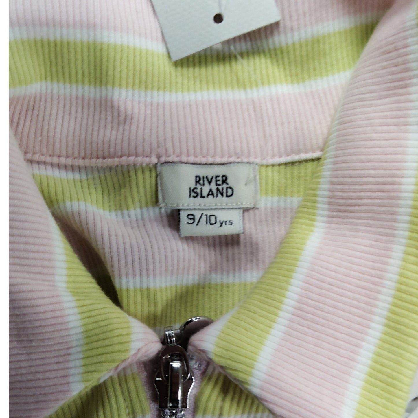 River Island Girls Sleeveless Polo Top 9 10 Years Pink Yellow Striped