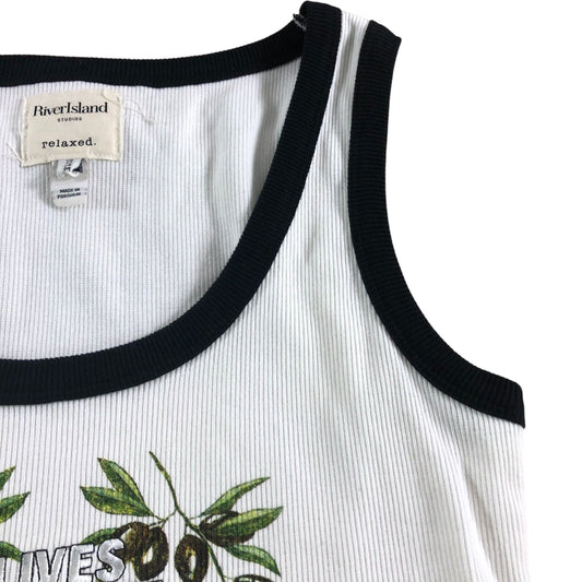 River Island Olives Kalamata Print Tank Top Size M Women's Relaxed Fit Cotton