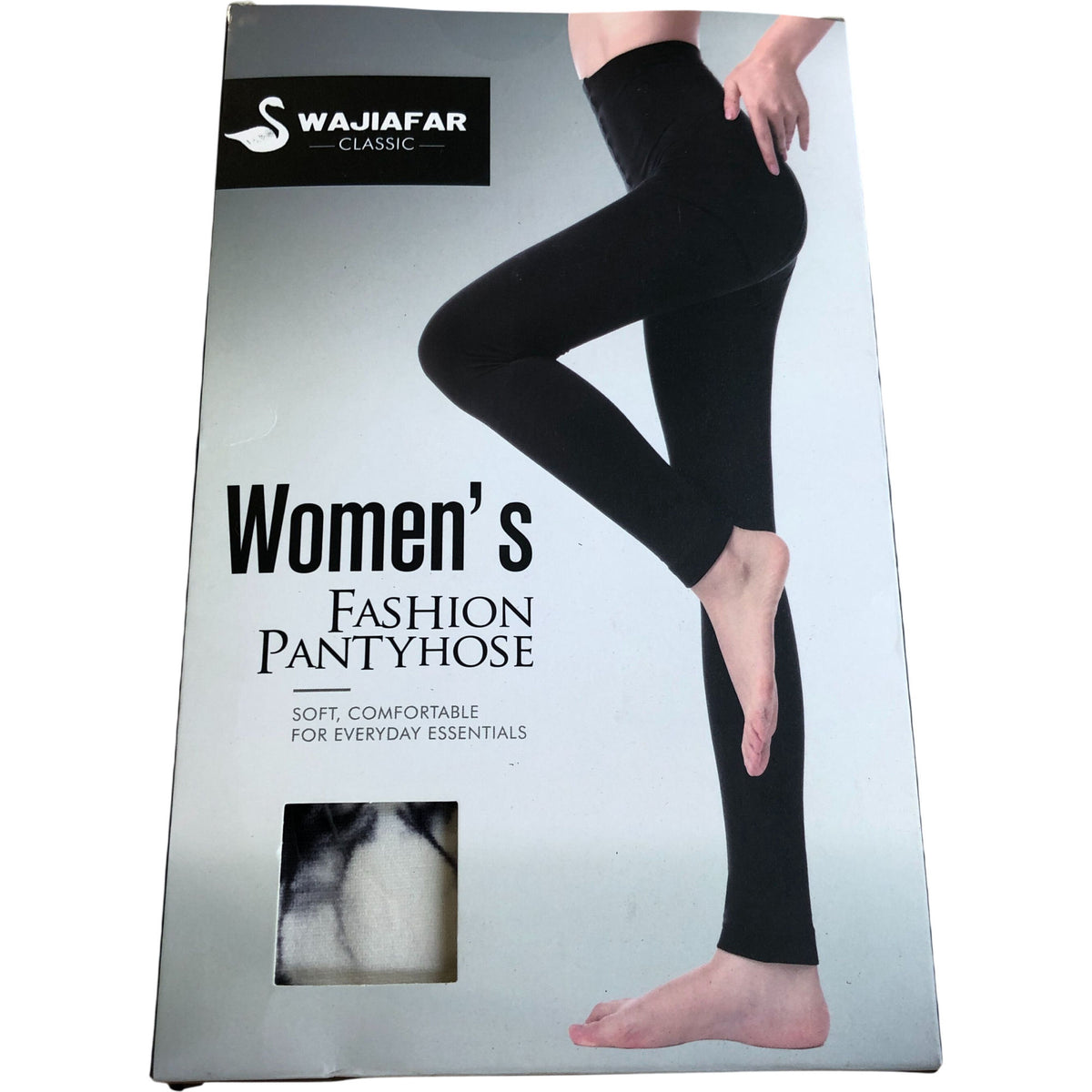 Wajiafar Classic Pantyhose Soft Comfortable Control Top Black/White Marble S