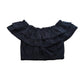 River Island Girls Black Ruffle Top UK7-8 Years Off Shoulder Cotton