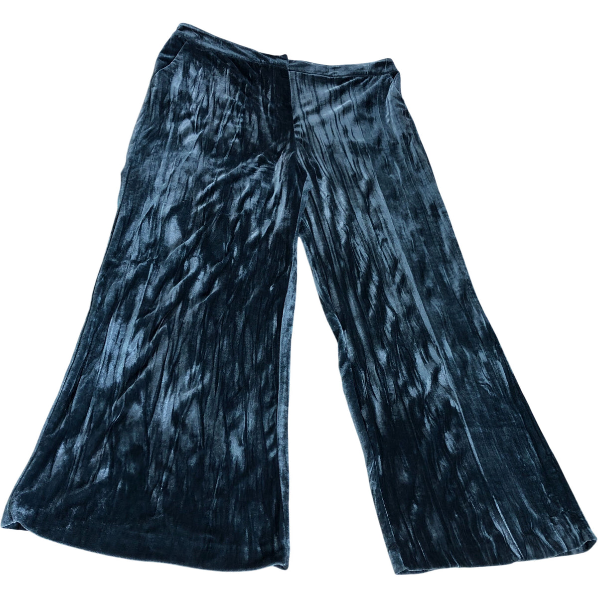 Women's Wide Leg Velour Trousers Trousers Dark Teal Flare Size 16R