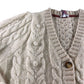 Cable Cardigan UK20 Women's Chunky Knit Cream V Neck Sweater