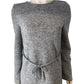Casual Dress Grey Long Sleeve Relaxed Fit Women's Belted Midi Dress Size 8