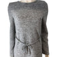 Casual Dress Grey Long Sleeve Relaxed Fit Women's Belted Midi Dress Size 8