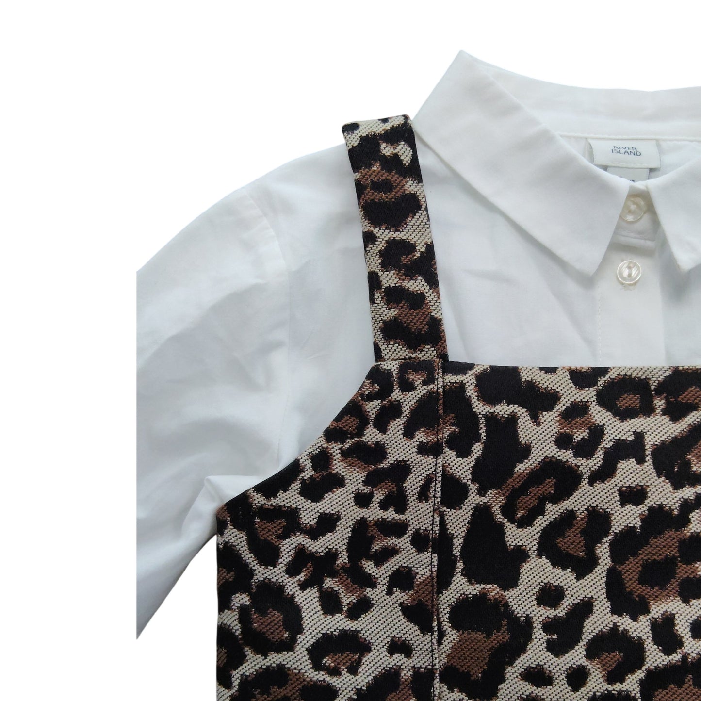 River Island Girls Leopard Print Crop Top UK9 Years Women's Long Sleeve