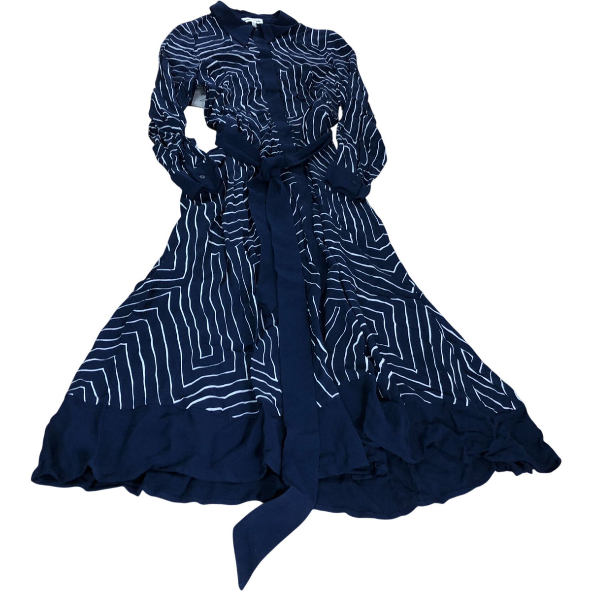 Women's Navy Blue Striped Midi Dress Size 12