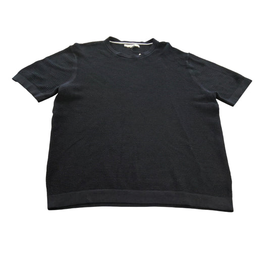 River Island Black Waffle Knit Short Sleeve T-Shirt Men's XL Casual Style
